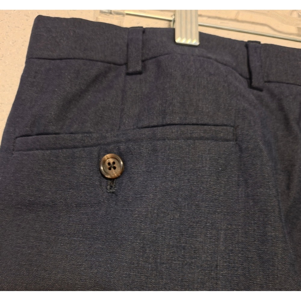 Ralph Lauren Purple Label S 34 Navy Blue Linen Pleated Cuffed Pants Italy LikeNe - Picture 4 of 16